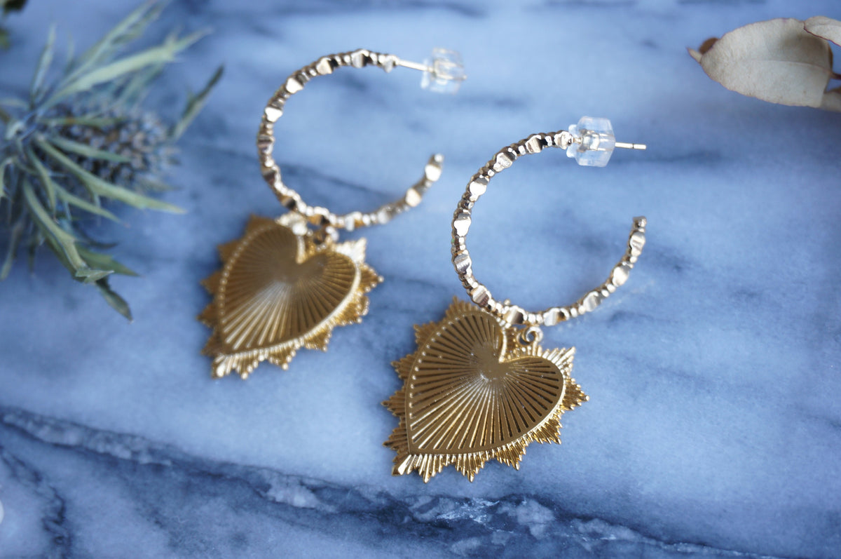 VALENTINA Gold / Silver Heart Hoop Earrings