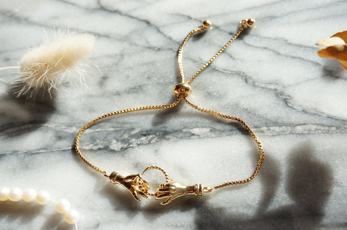 Gold Tarot Hands Adjustable Bracelet