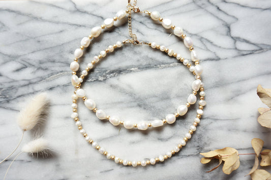 Pearl Strand Choker Necklace, Freshwater Pearl Necklace, Vintage Style Baroque Pearl Necklace, Dainty Pearl Choker Necklace