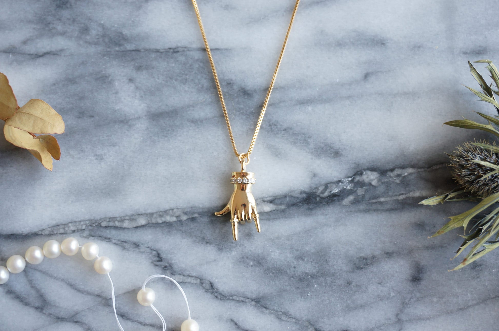 HORNS Gold / Silver Hand Sign Necklace