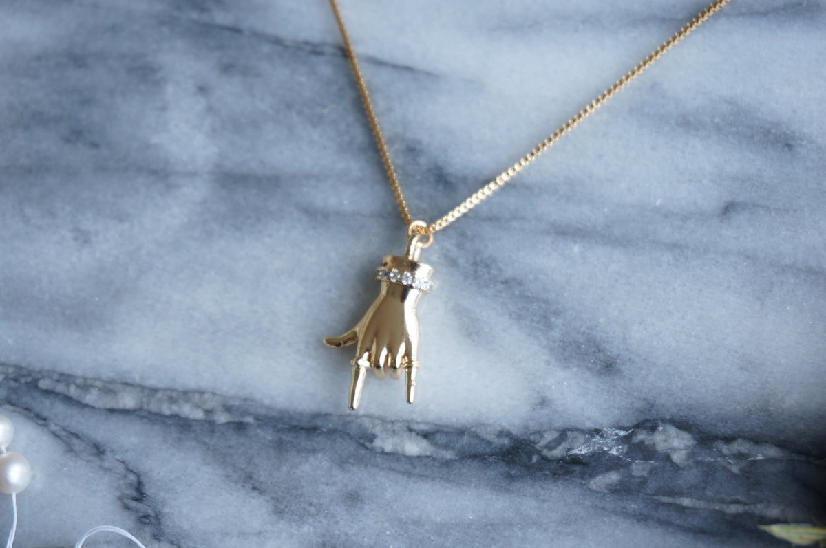 HORNS Gold / Silver Hand Sign Necklace