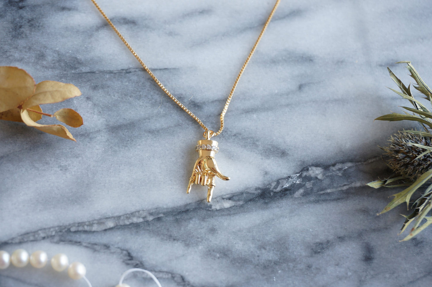 HORNS Gold / Silver Hand Sign Necklace