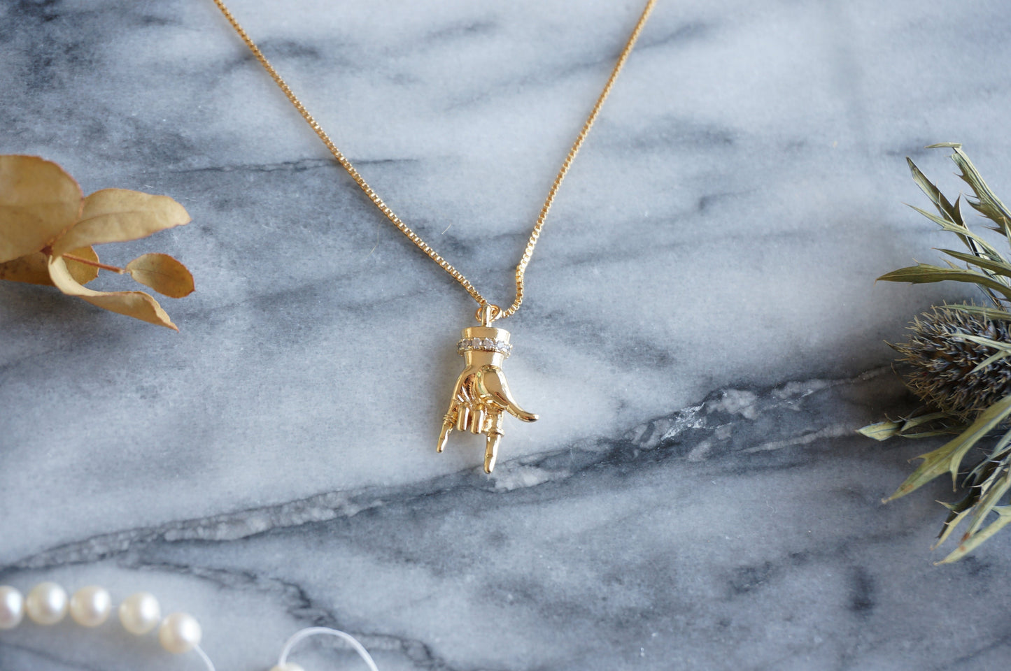 HORNS Gold / Silver Hand Sign Necklace
