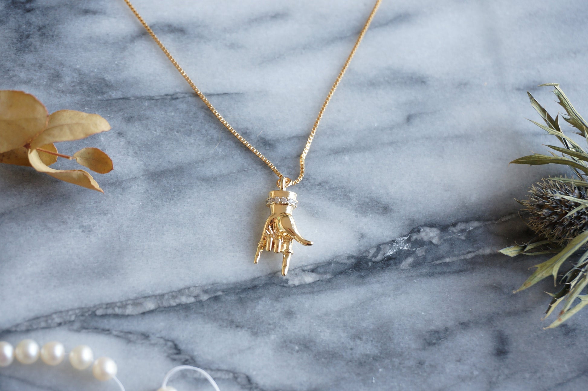 HORNS Gold / Silver Hand Sign Necklace