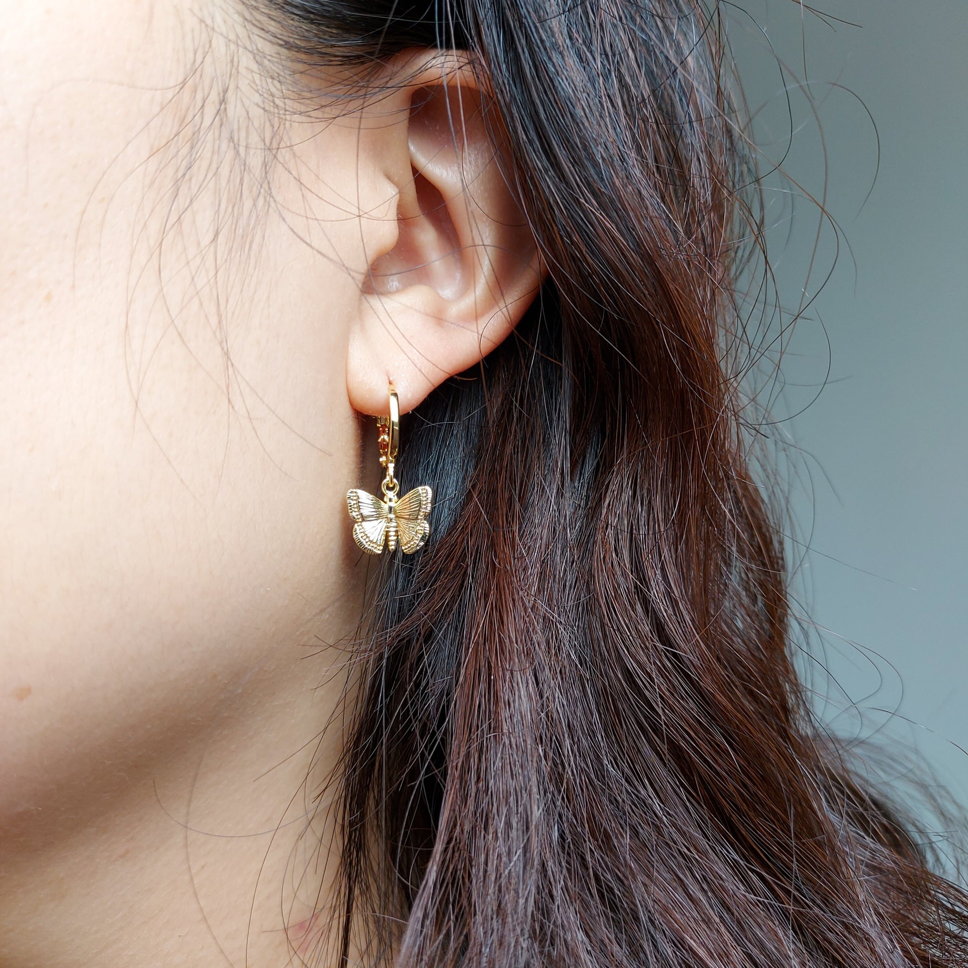 BUMBLE Gold Bee/Butterfly Mix & Match Mini Hoop/Huggie Earrings