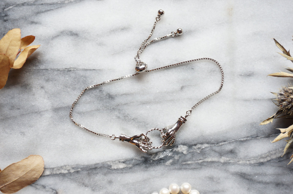 Silver Tarot Hands Adjustable Bracelet