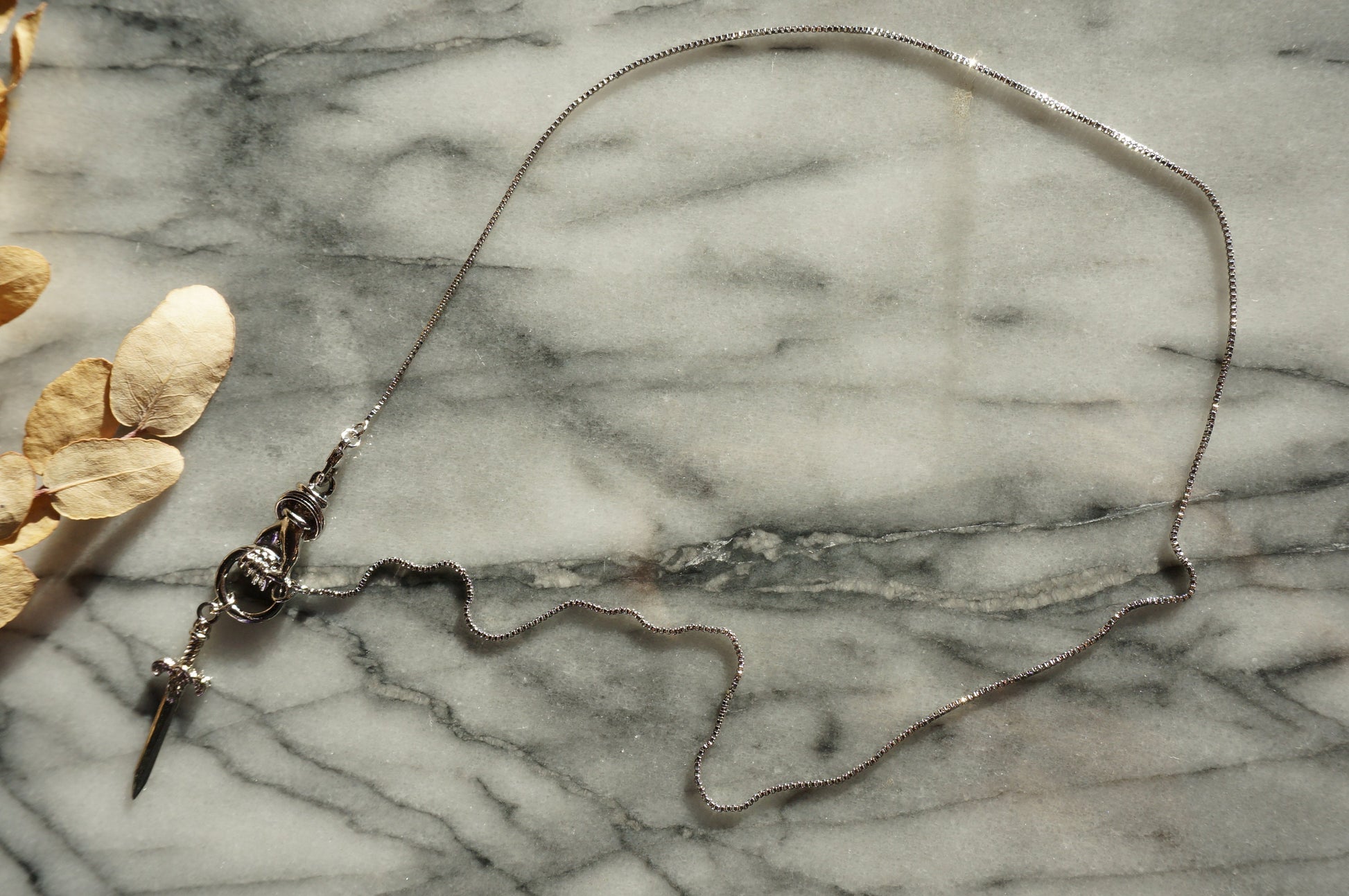 THE HAND Gold / Silver / Black hand and sword necklace / Gold / Silver / Black sword statement necklace