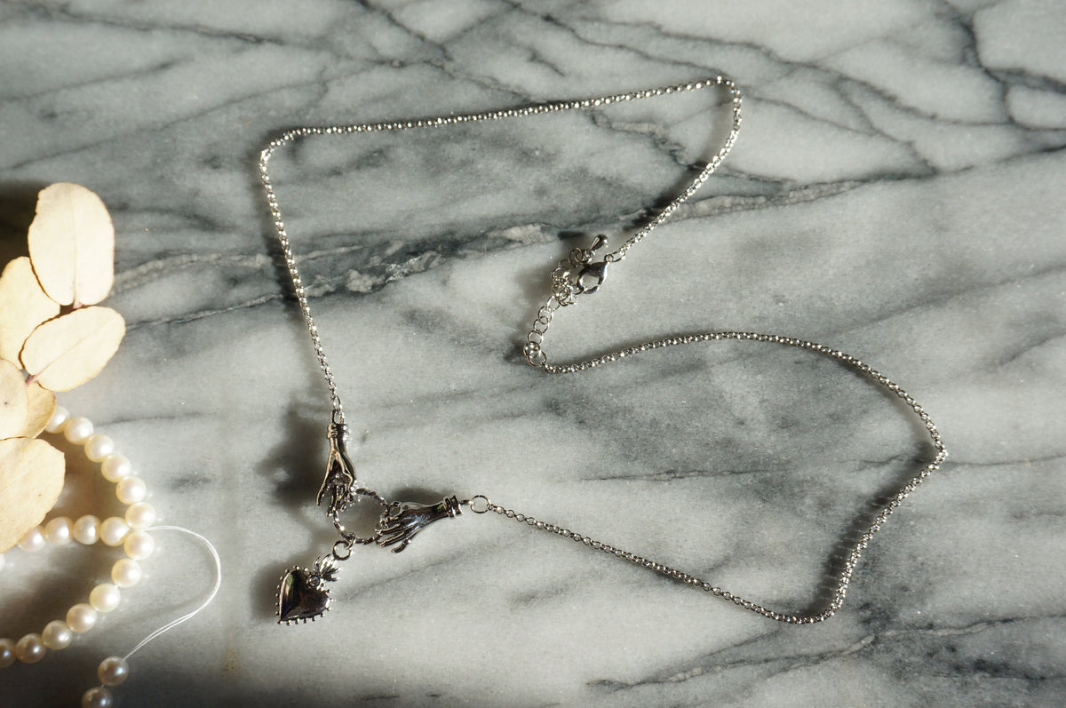 Gold/Silver Hands and Sacred Heart Necklace