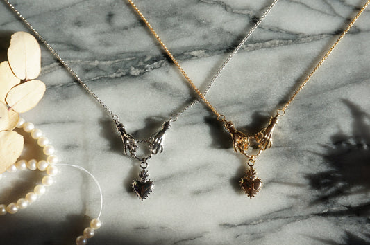 Gold/Silver Hands and Sacred Heart Necklace