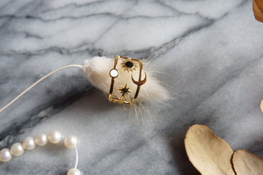 ORION Moon Sun and Star Adjustable Stacked Ring