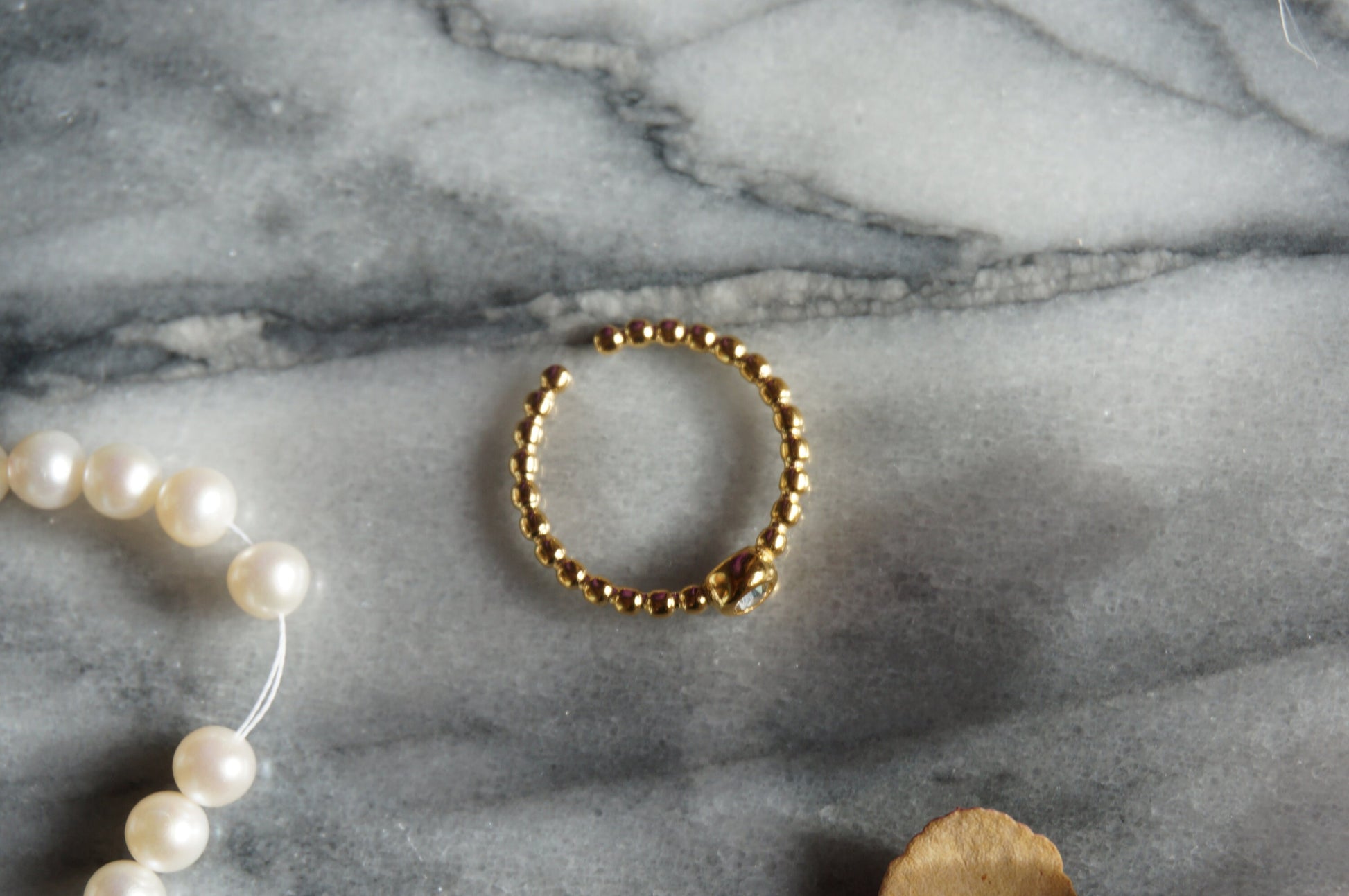 Minimal Clear Gem Gold Stackable Adjustable Ring