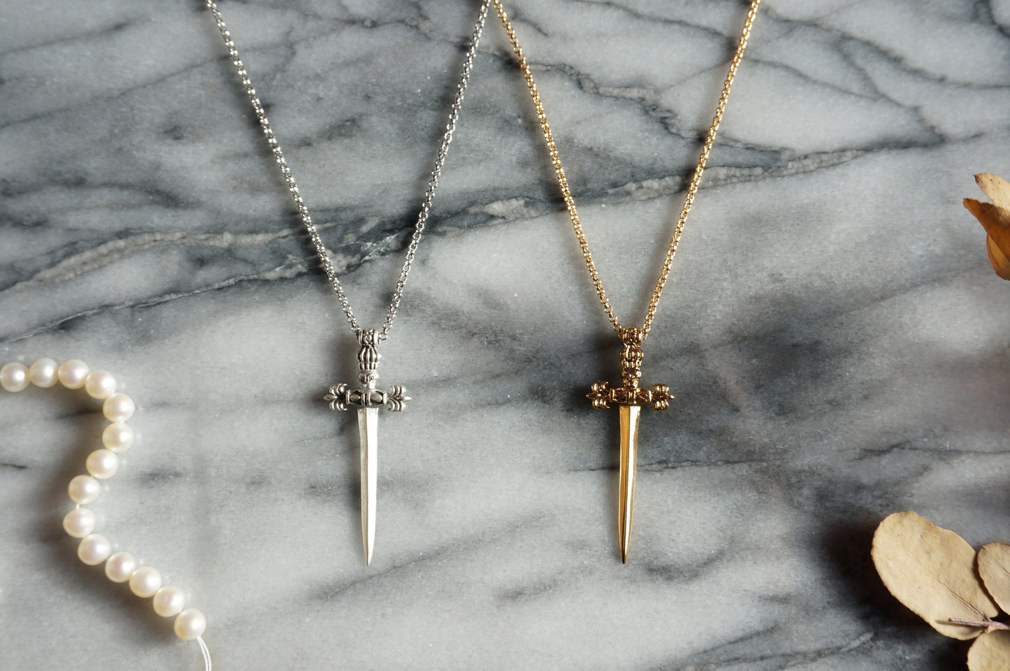 GLADIUS Gold/Silver Antique Sword Necklace