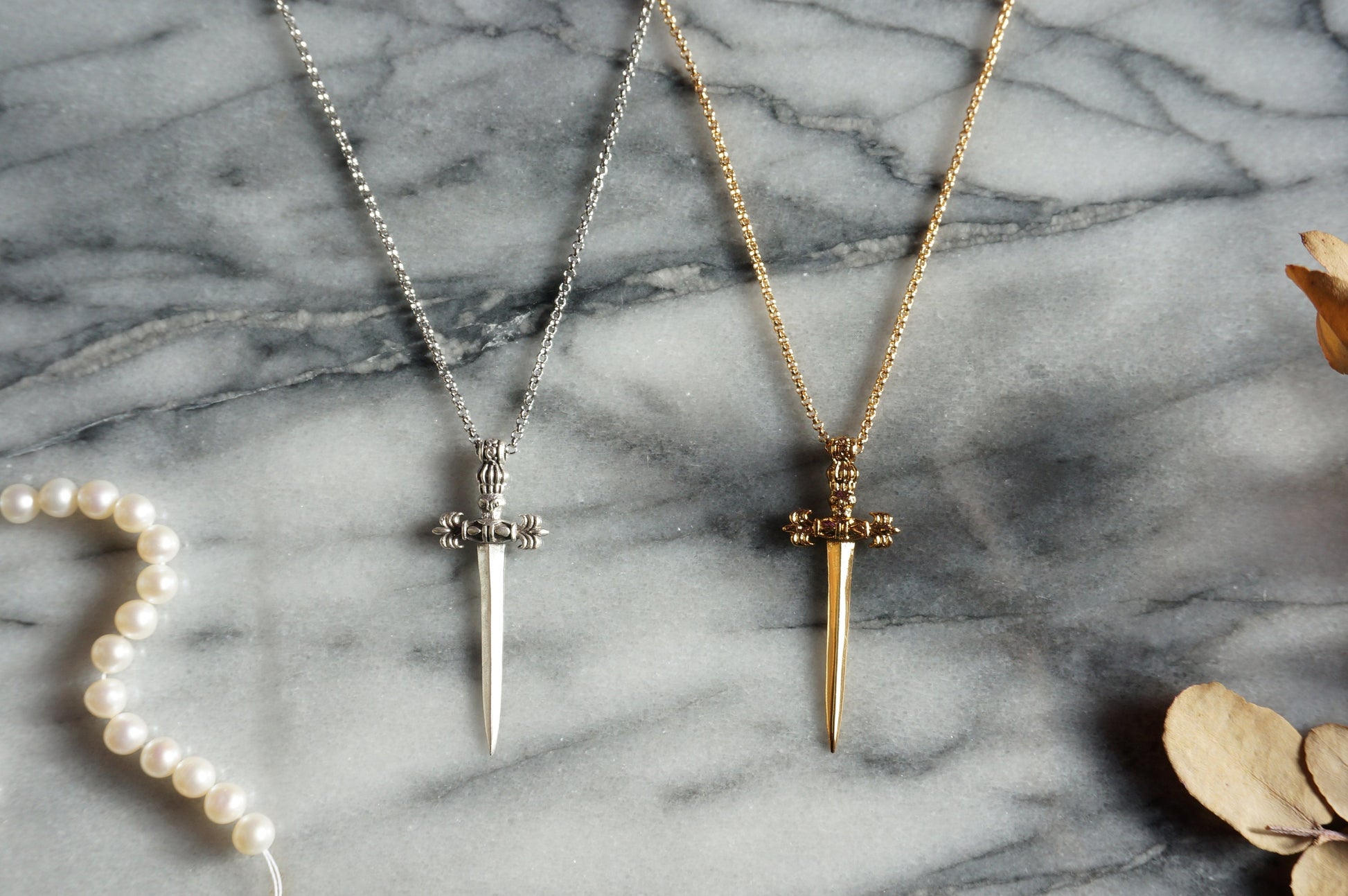 GLADIUS Gold/Silver Antique Sword Necklace