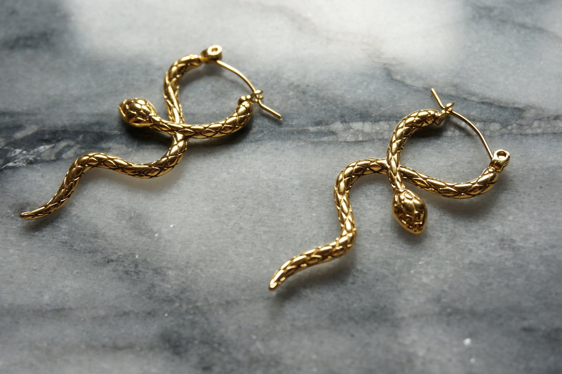 CLEOPATRA Gold Twisted Snake Earrings / Snake Hoop Earrings / Statement Earrings