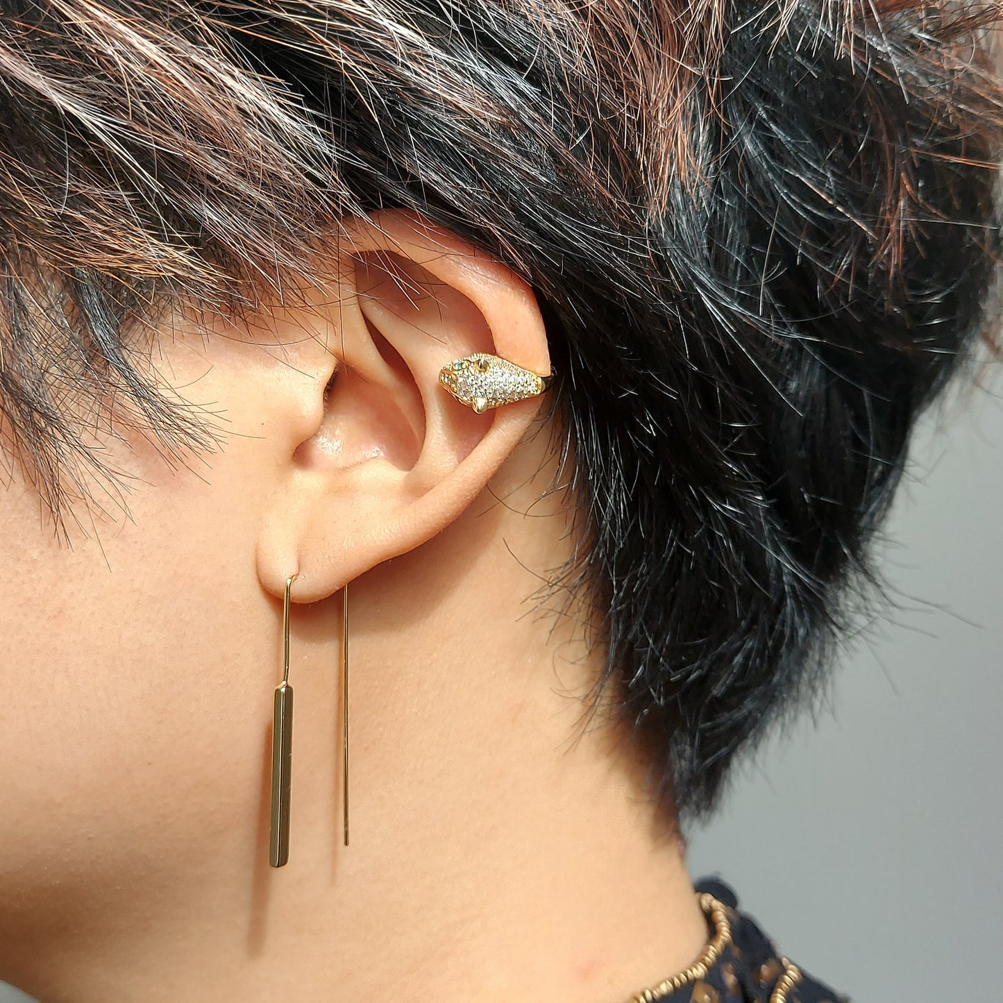 Minimal Geometric Gold / Silver Threader Earrings