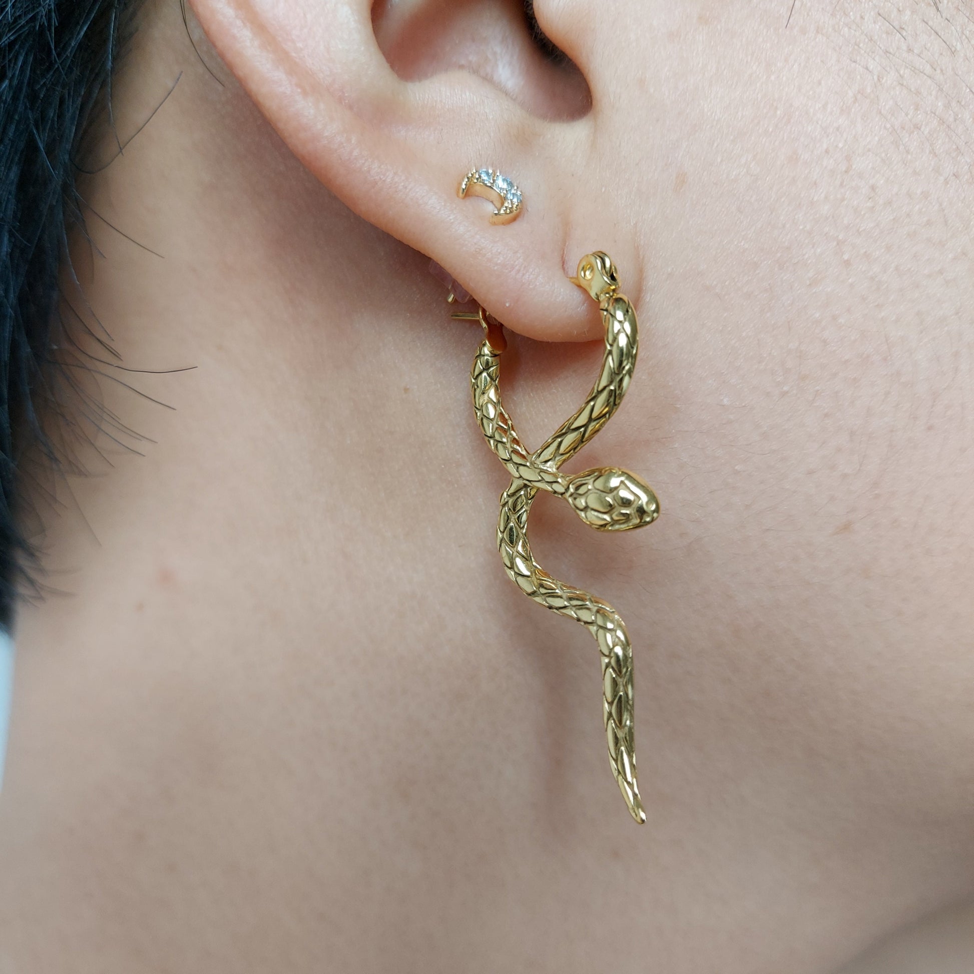 CLEOPATRA Gold Twisted Snake Earrings / Snake Hoop Earrings / Statement Earrings