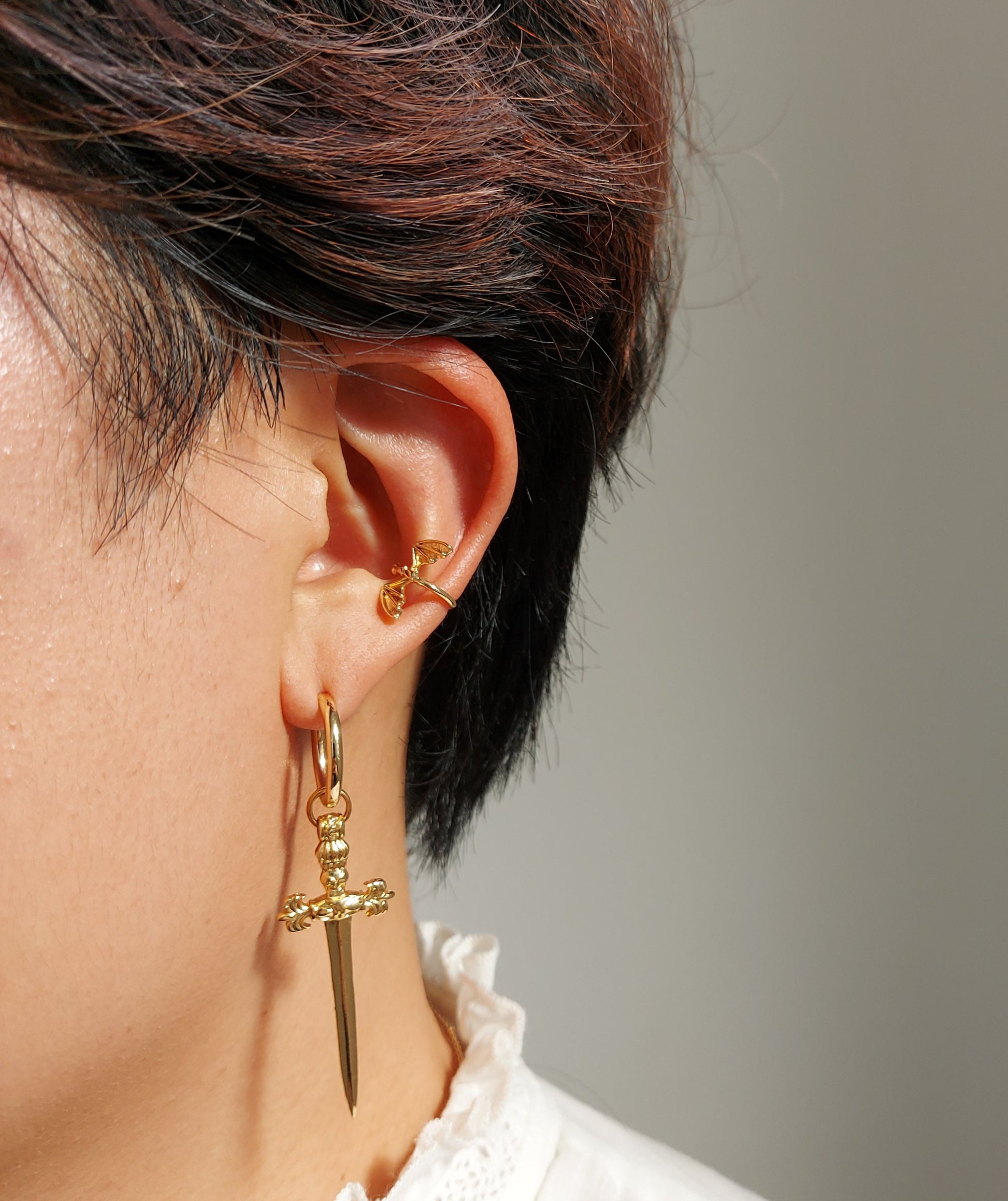 DRAGO / Baby Dragon Ear Cuff / 18k Gold Plated / Silver Ear Cuff