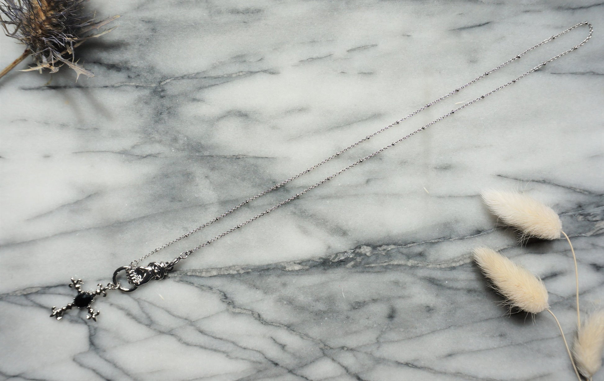 EDITH Gothic Hand Holding Cross Necklace/ Black Cross Necklace