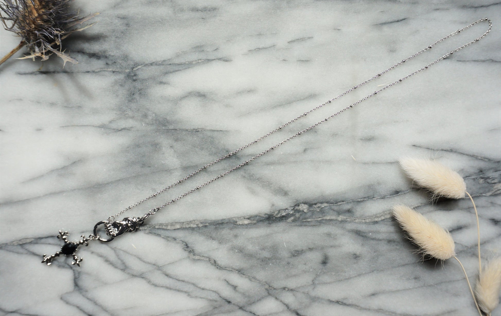 EDITH Gothic Hand Holding Cross Necklace/ Black Cross Necklace