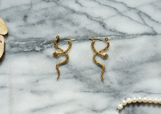 CLEOPATRA Gold Twisted Snake Earrings / Snake Hoop Earrings / Statement Earrings