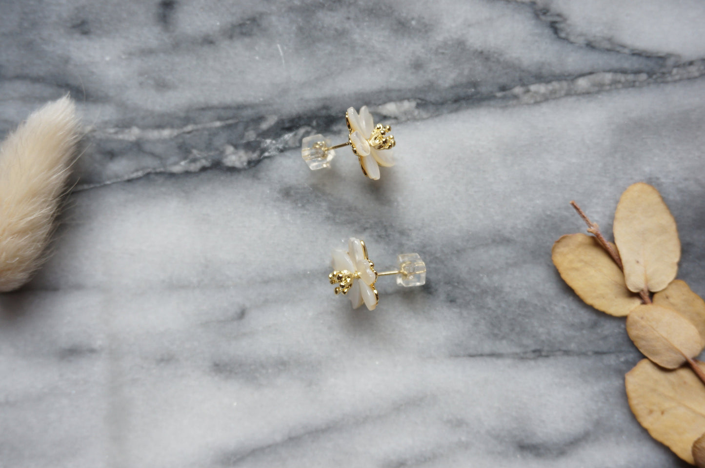 SAKURA Mother of Pearl Cherry Blossom Stud Earrings / Flower Earrings
