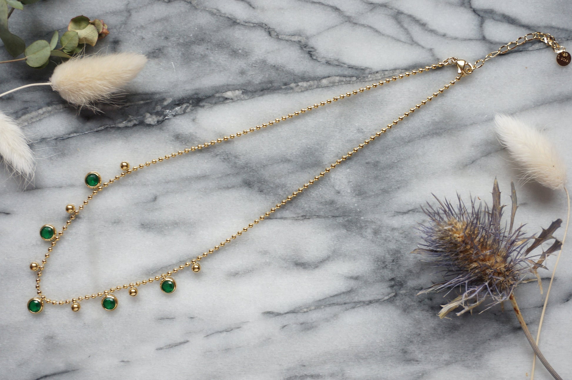 Green / Black Gem Gold Necklace