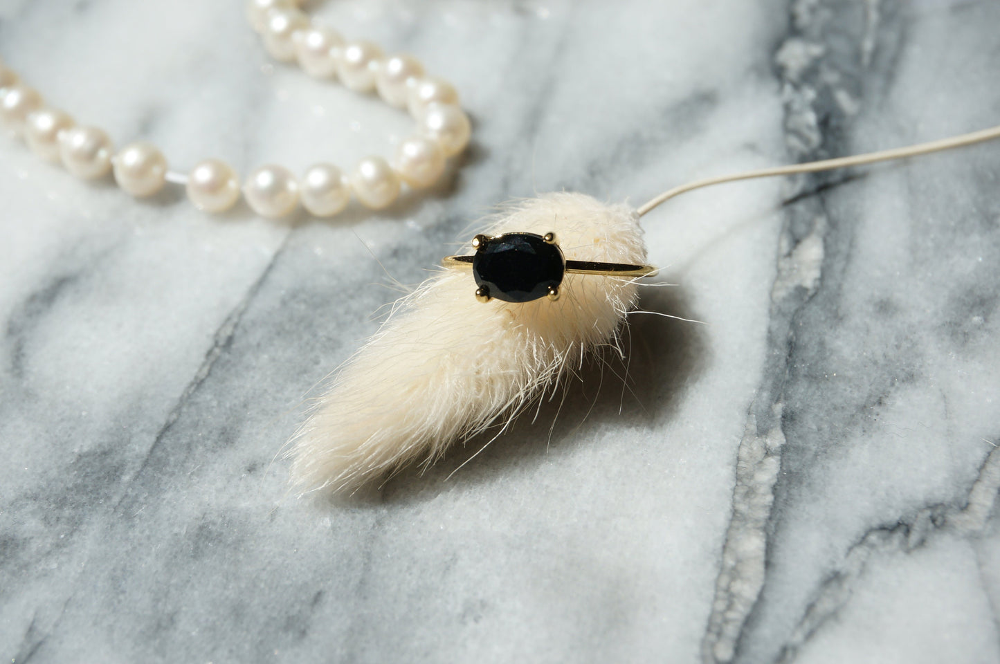 Black / Clear Gem Dainty Stackable Adjustable Ring