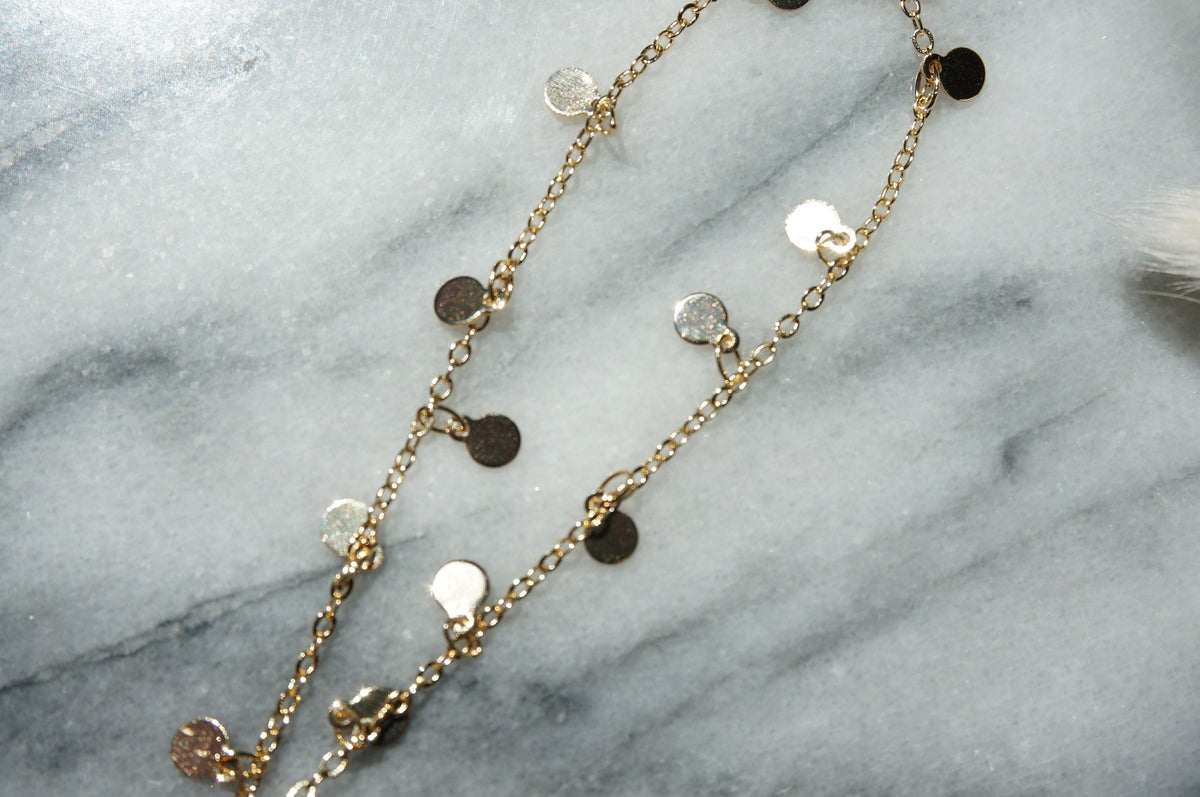 Gold Hand Chain Bracelet with Mother of Pearl Sun Charm