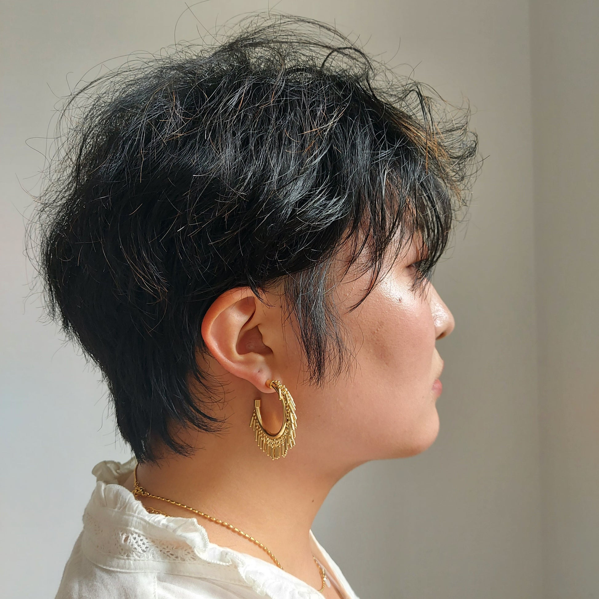 DIVA Gold Tassel hoops / Hoop Earrings