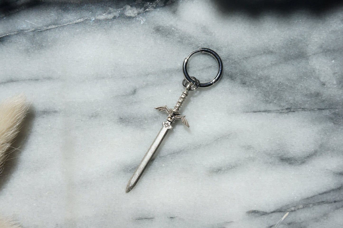 LEGEND Gold / Silver / Gunmetal Sword Huggie Hoop Earring SINGLE / Zelda Master Sword Earring