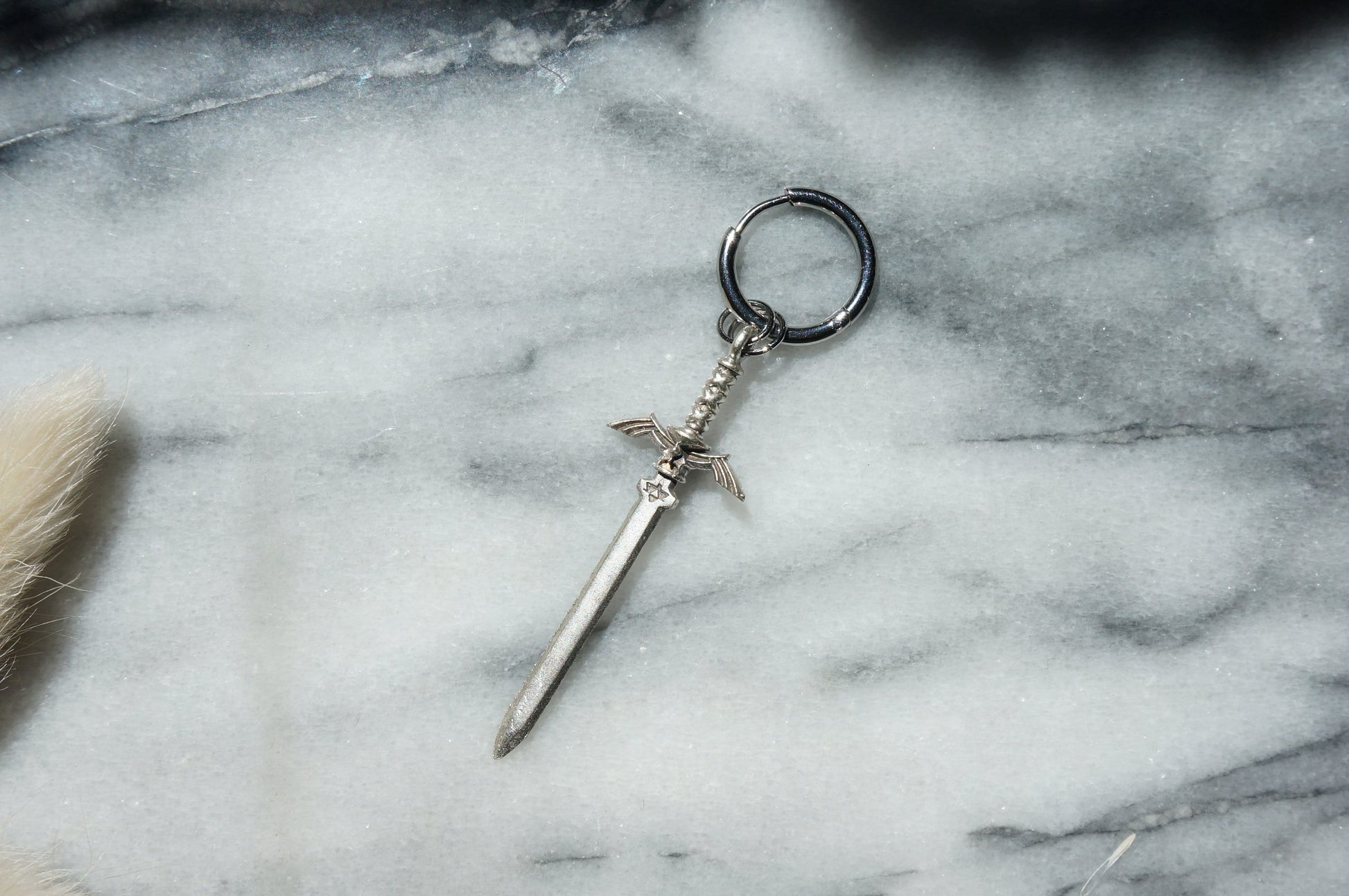LEGEND Gold / Silver / Gunmetal Sword Huggie Hoop Earring SINGLE / Zelda Master Sword Earring