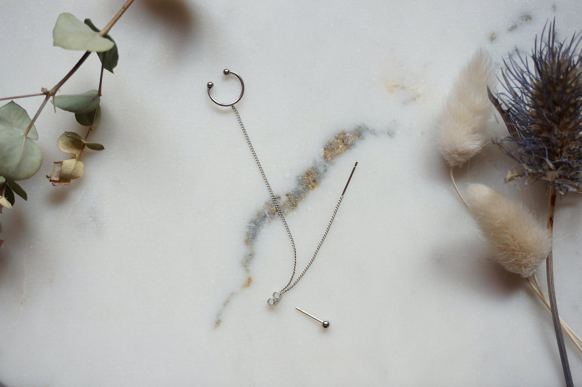 CATENA Silver Ball Stud, Threader and Cuff