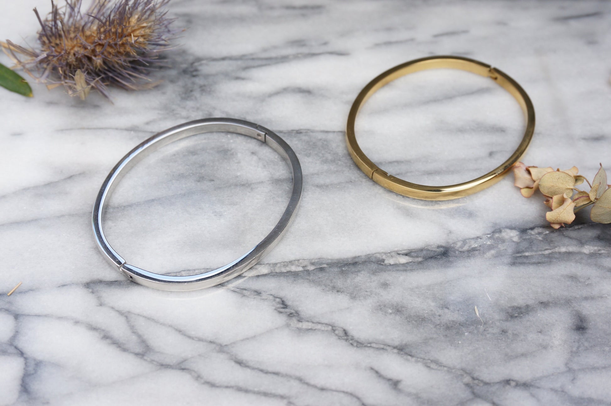 Minimal Silver / Gold Hinge Close Bangle / Bracelet