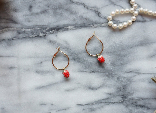 SHORTCAKE Strawberry Hoop Earrings