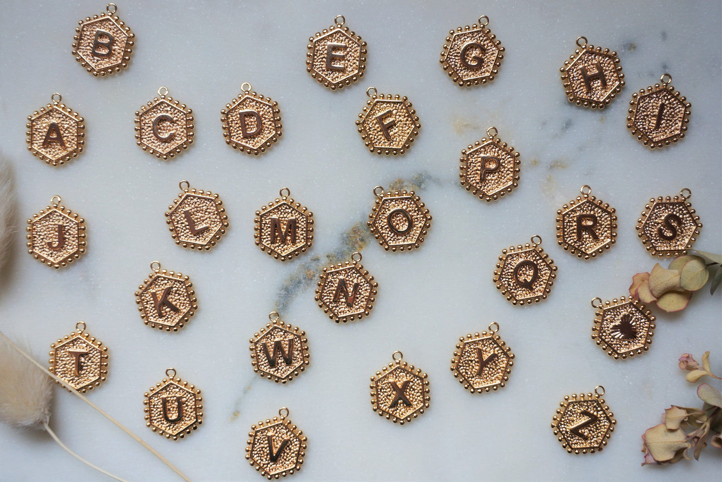 Gold Initial Letter Charm Necklace