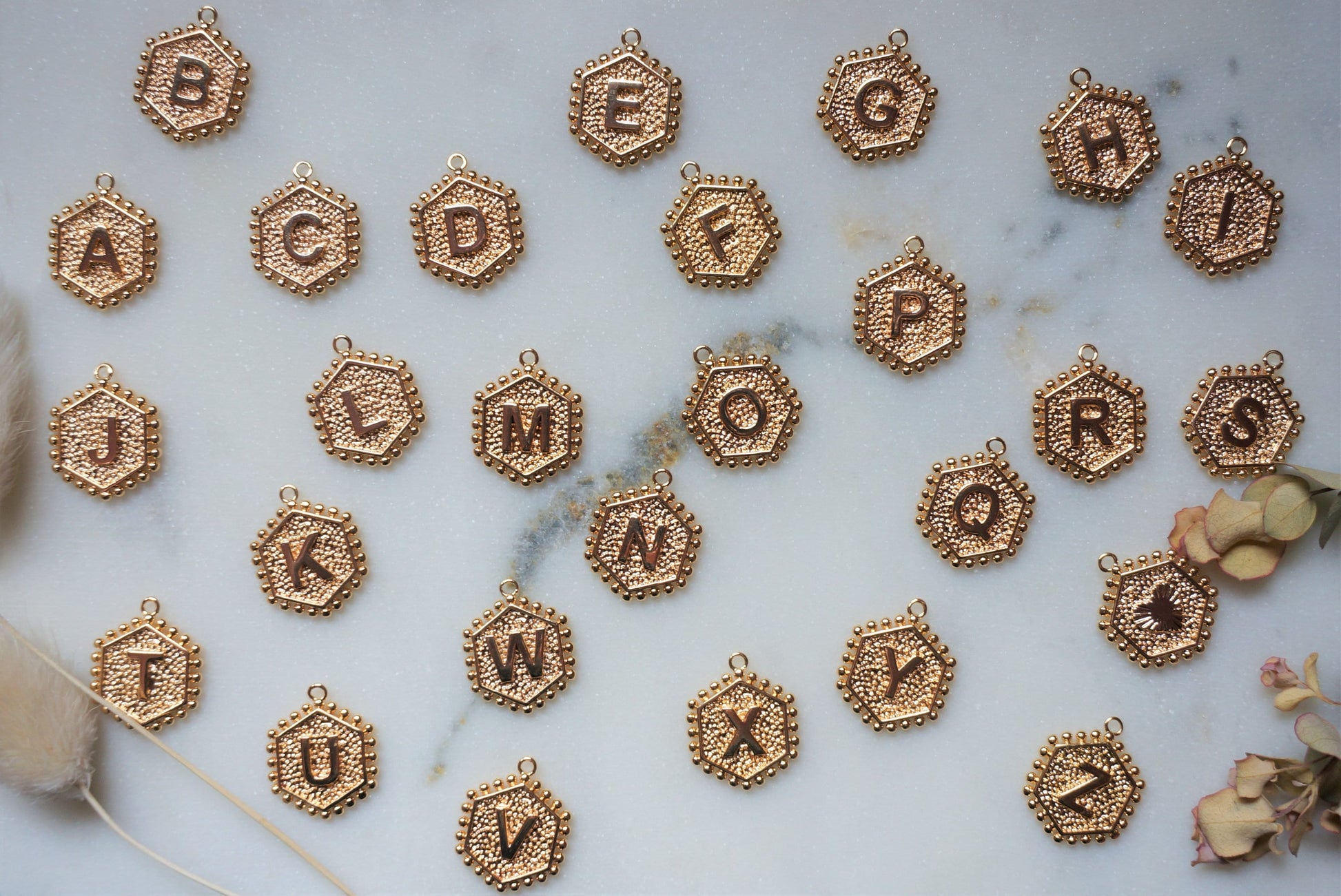Gold Initial Letter Charm Necklace