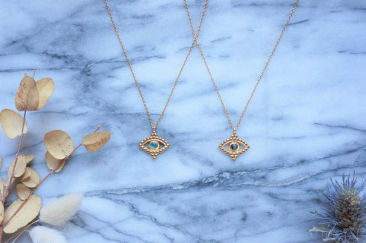 FATIMA EYE / Tiger eye Gold Necklace