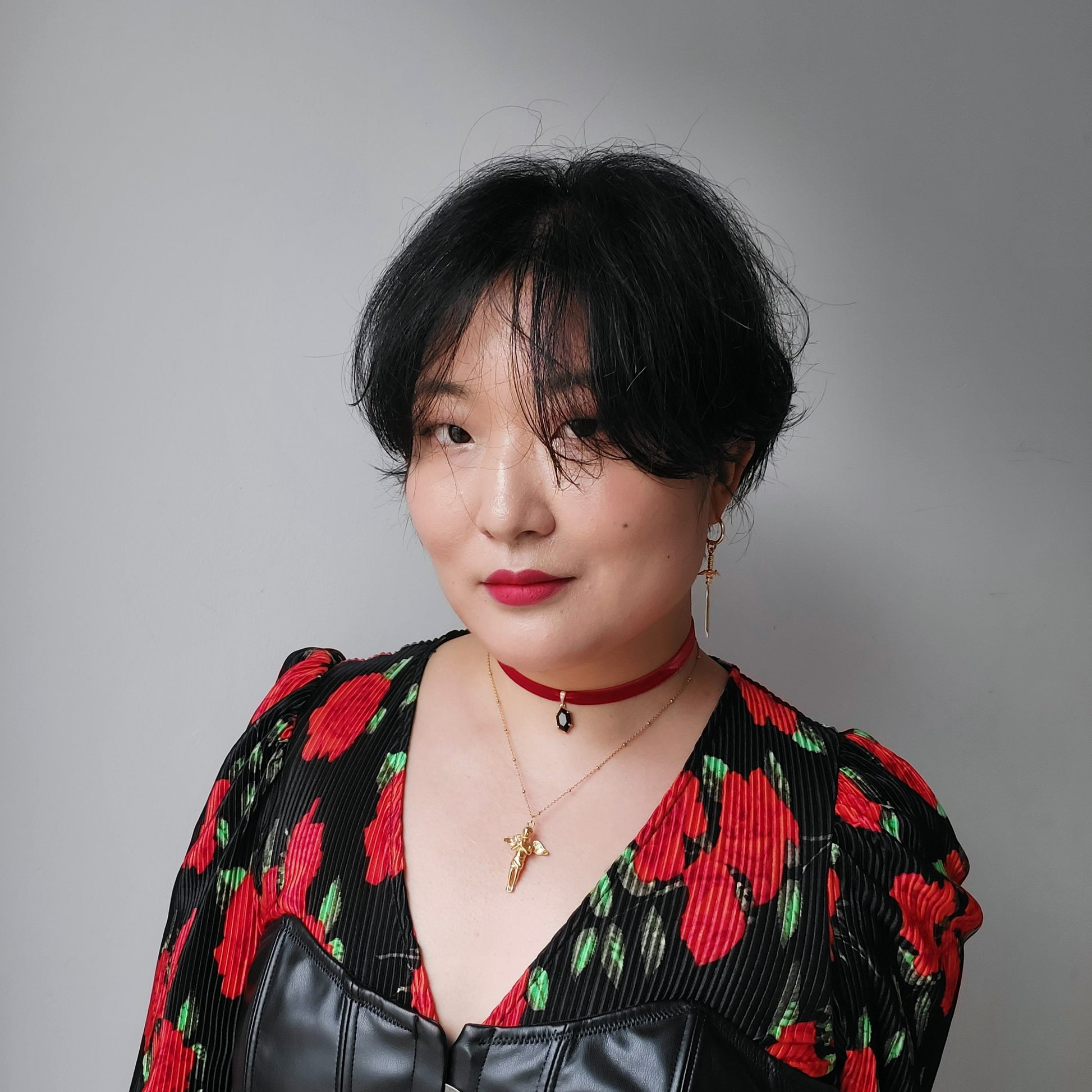 Stretch Velvet Choker with Gem Pendant