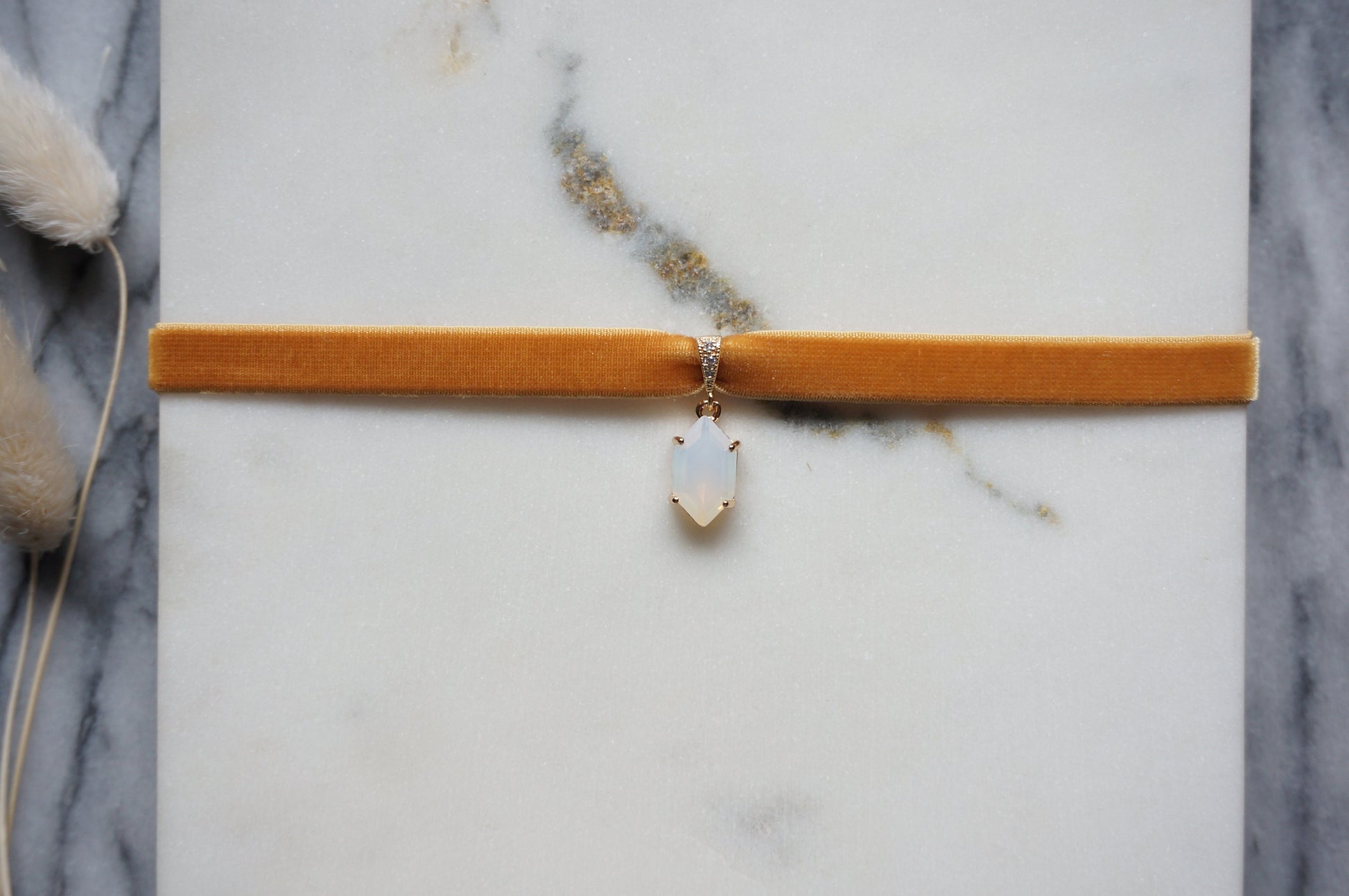 Stretch Velvet Choker with Gem Pendant