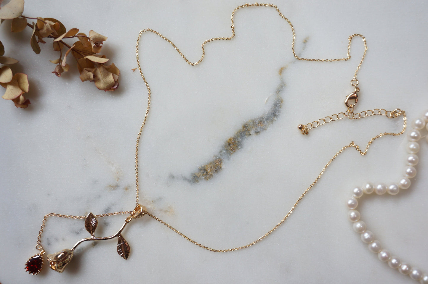 EMILY Gold / Silver Rose and Blood drop Necklace