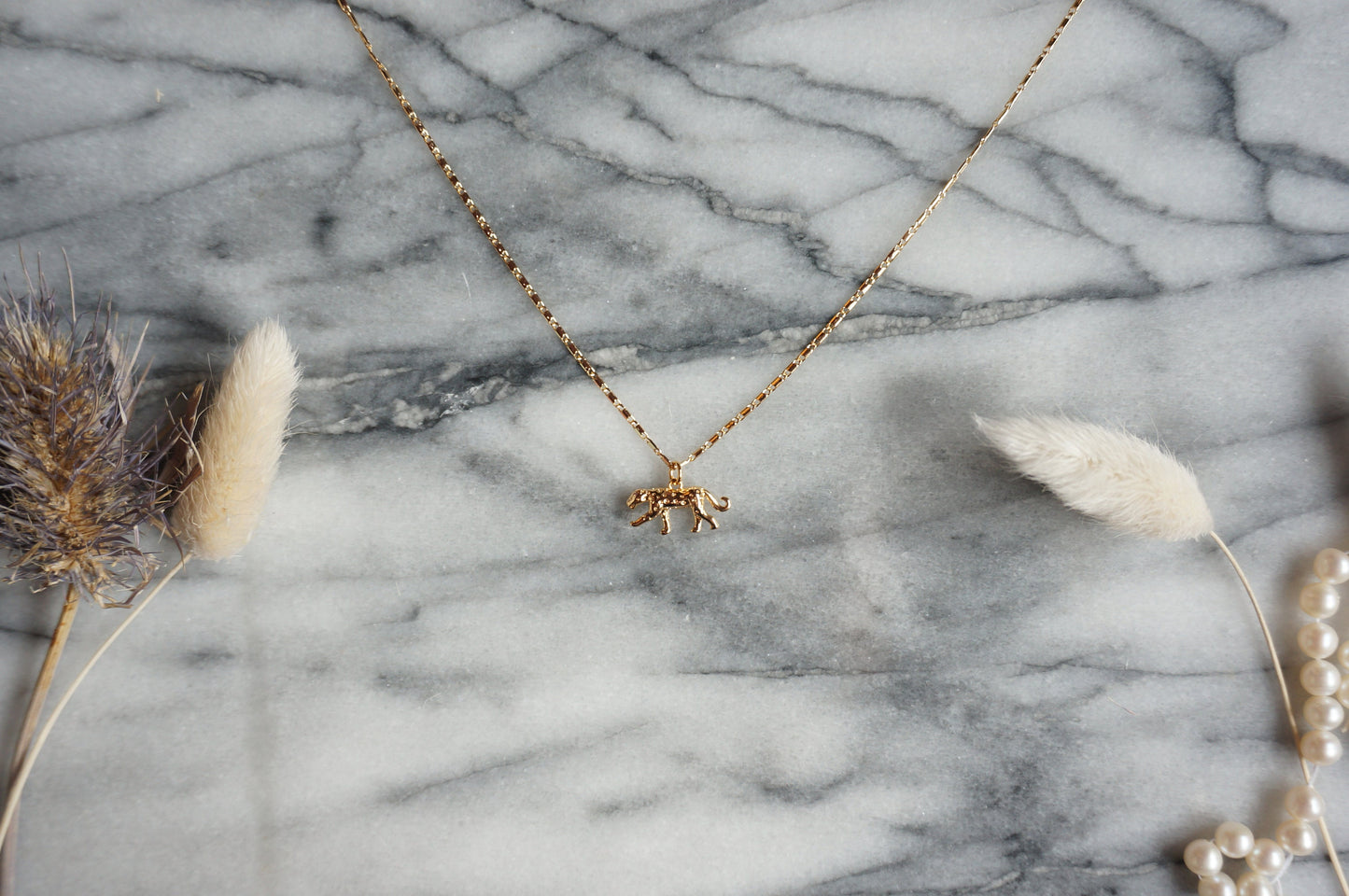 CHEETAH Dainty Gold Necklace with Cheetah / Leopard Charm