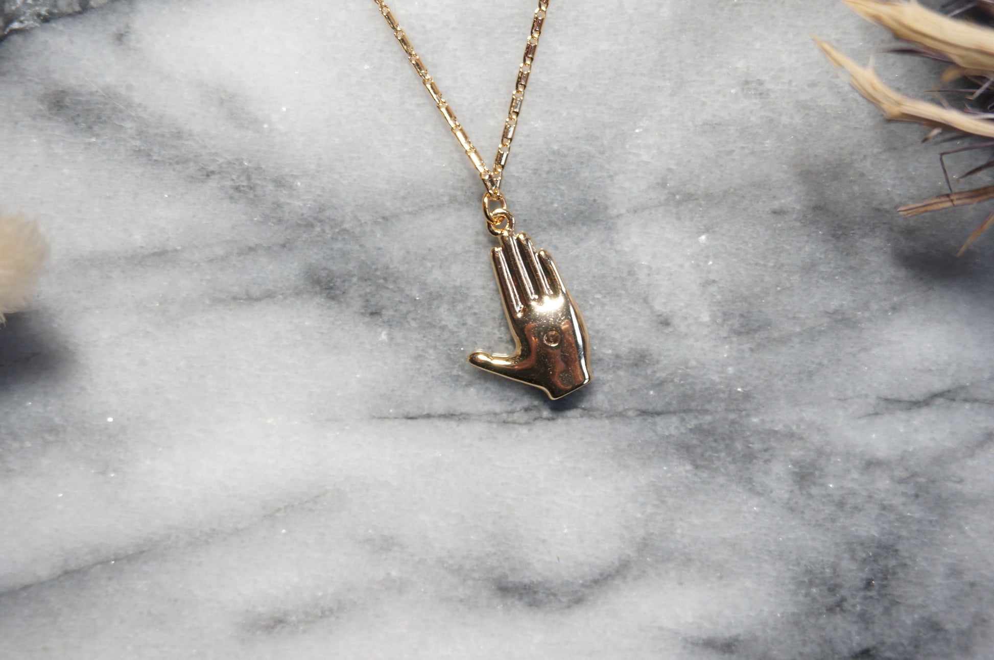 Evil Eye / Tarot Hand Gold Necklace