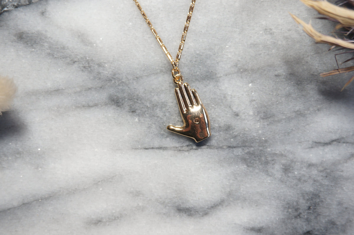 Evil Eye / Tarot Hand Gold Necklace