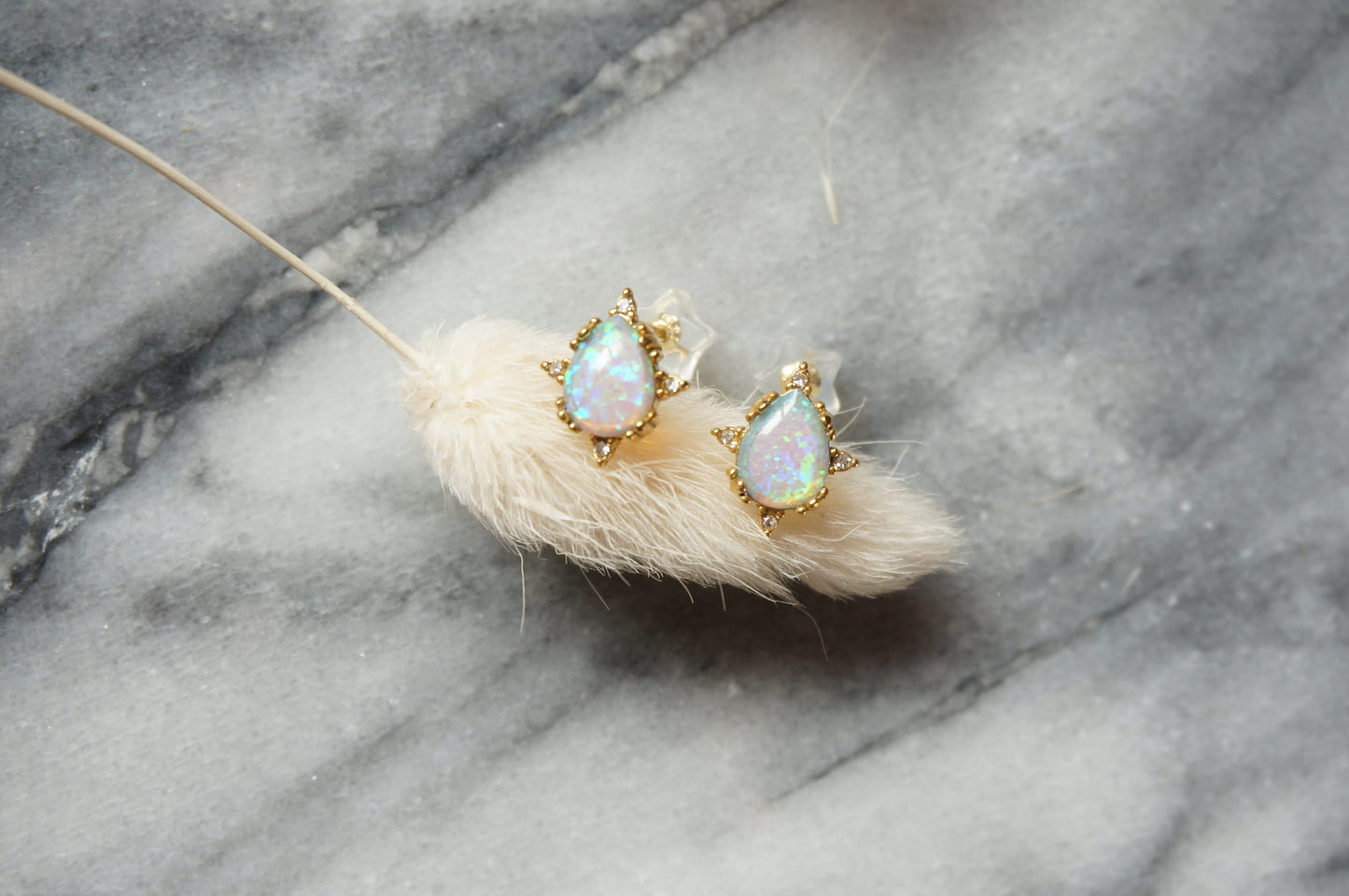 OPALITE Gold Jewellery set with Earrings, Bracelet and Necklace