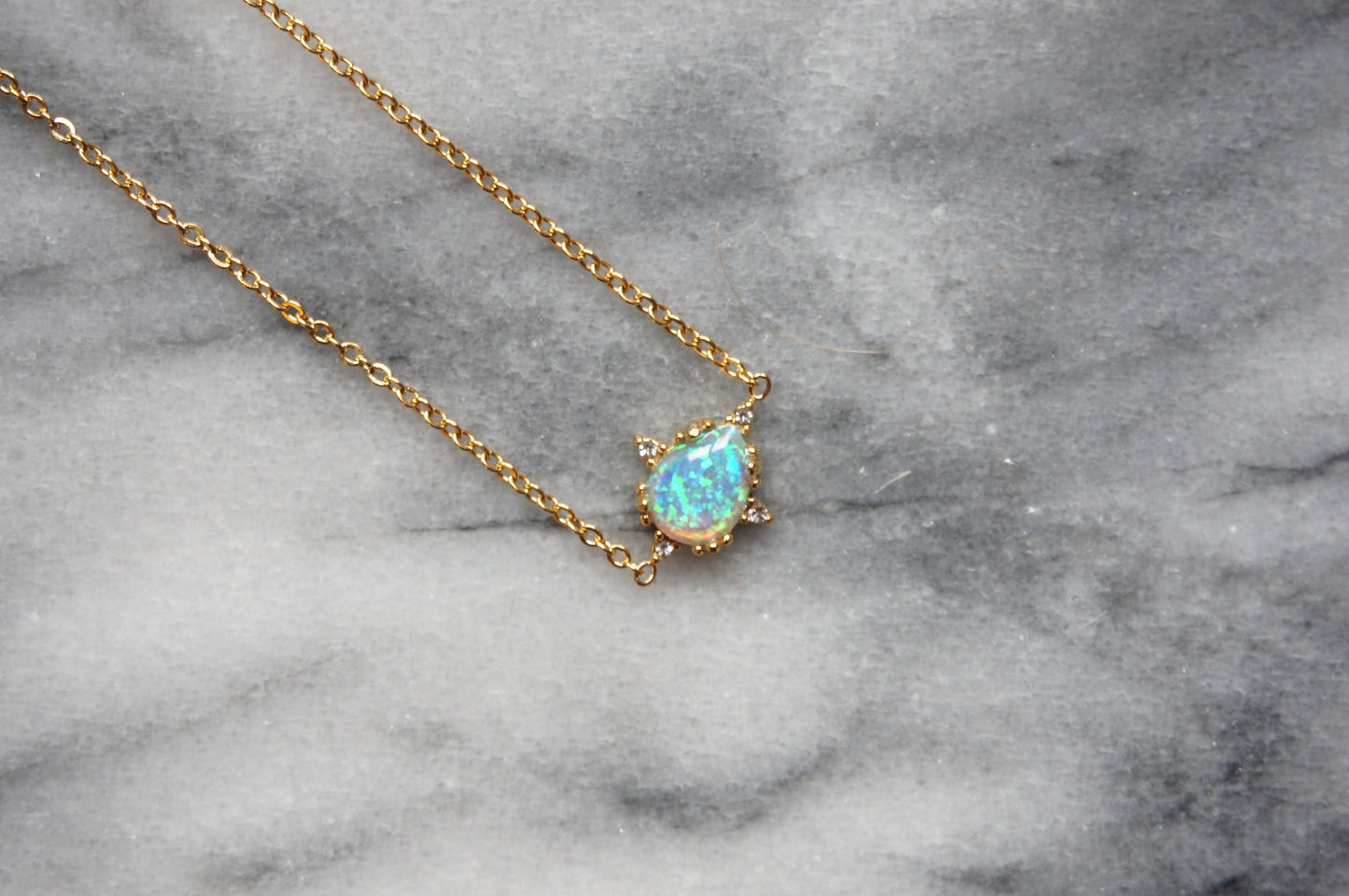 OPALITE Gold Jewellery set with Earrings, Bracelet and Necklace