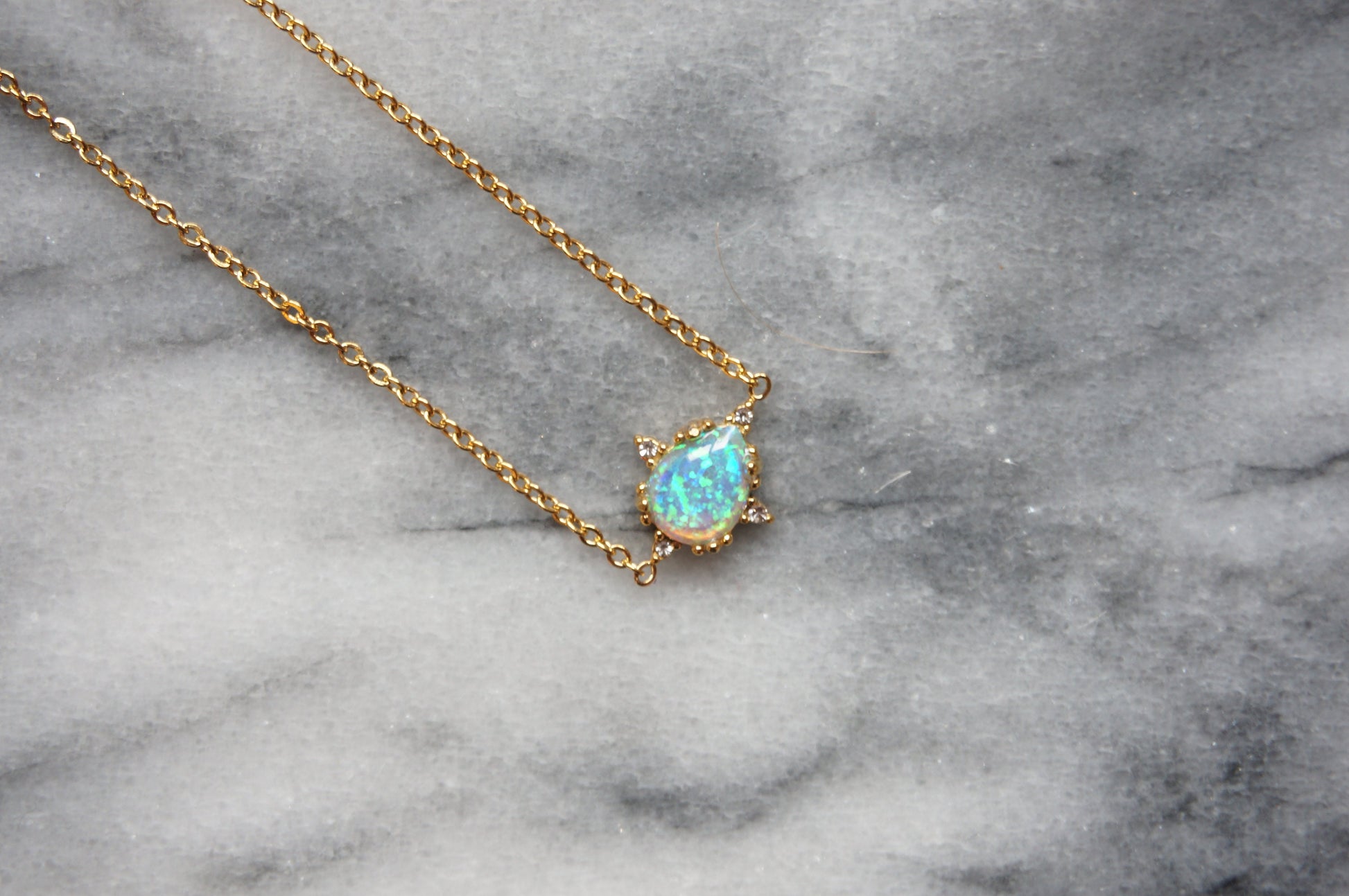 OPALITE Gold Jewellery set with Earrings, Bracelet and Necklace