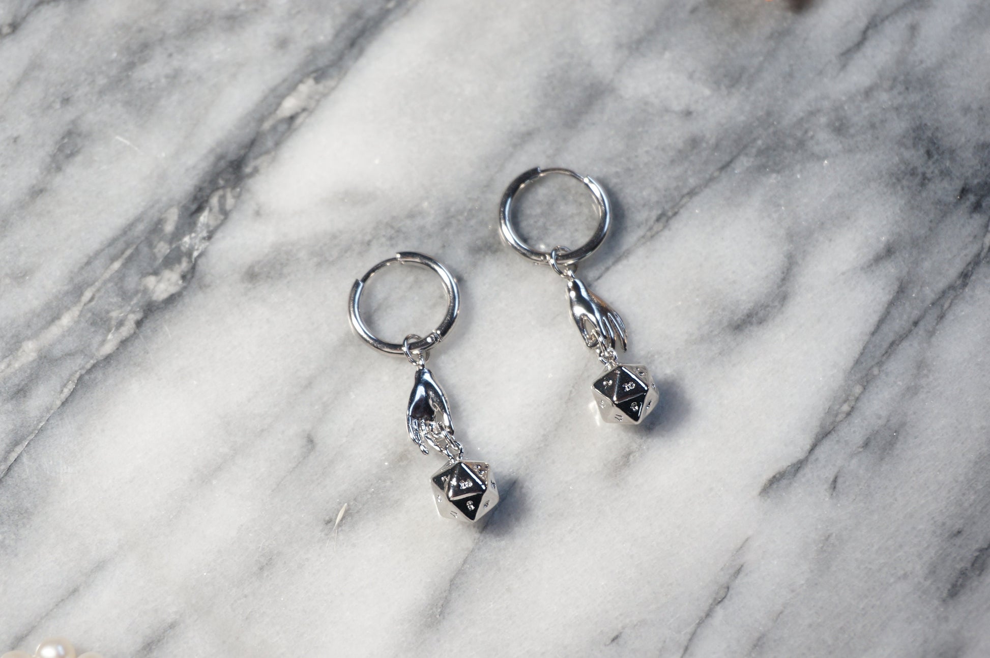 JOURNEY - Gold / Silver Dungeons and Dragons D20 Dice Earrings / Huggies