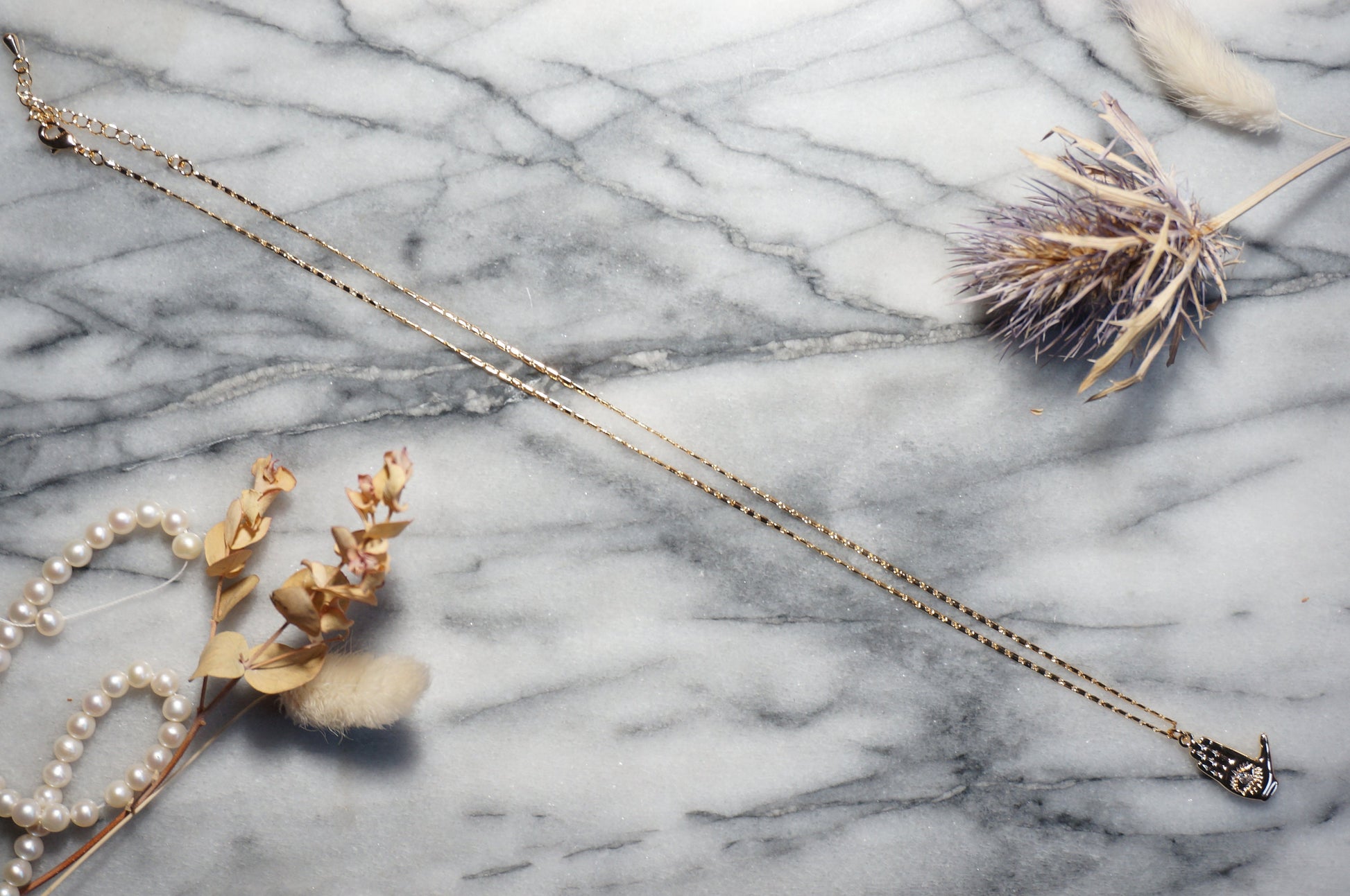 Evil Eye / Tarot Hand Gold Necklace