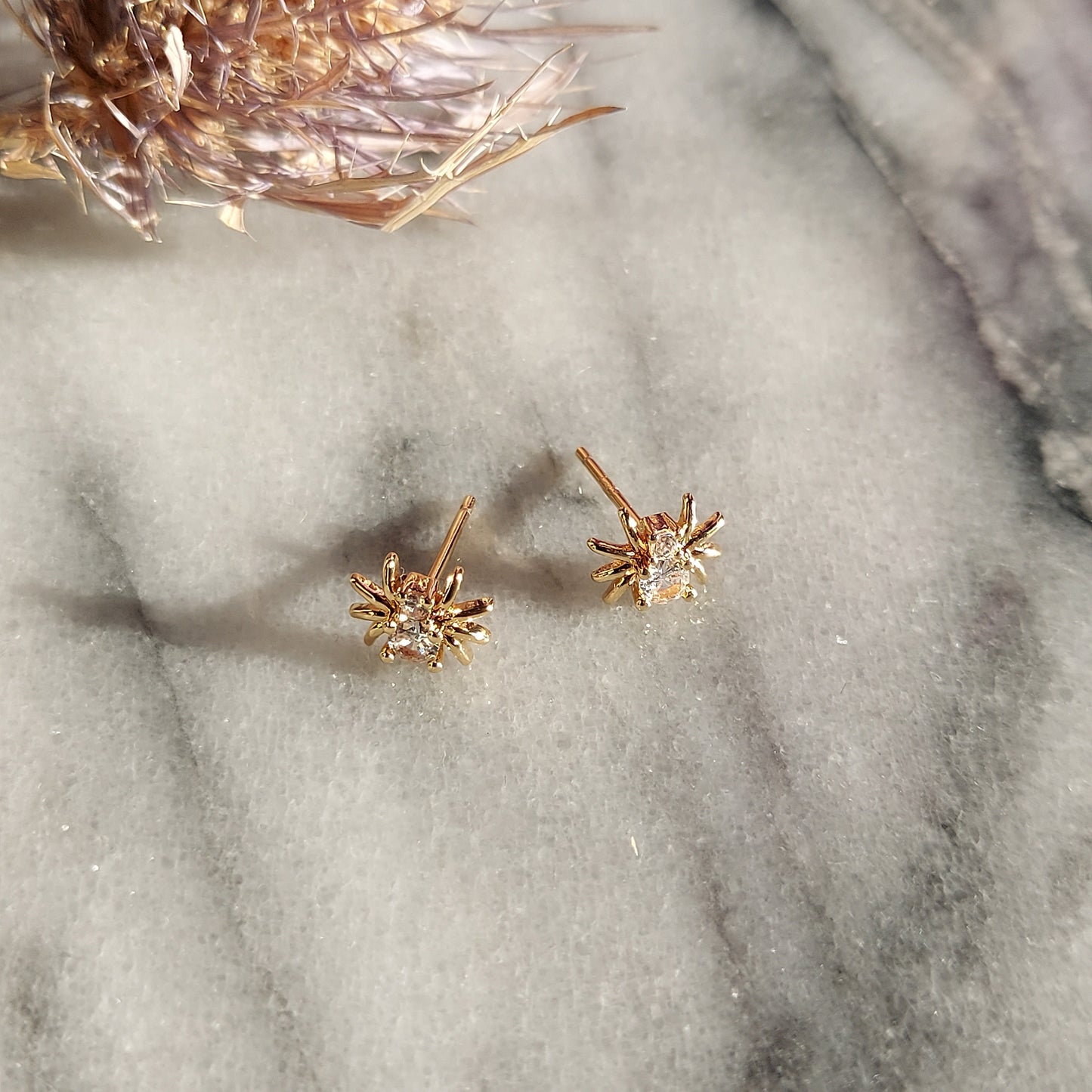 ARAGOG Tiny Spider Stud Earrings / Gold Spider Studs