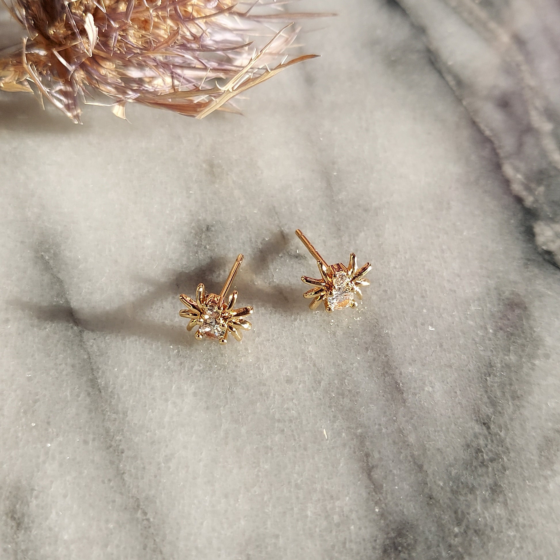 ARAGOG Tiny Spider Stud Earrings / Gold Spider Studs